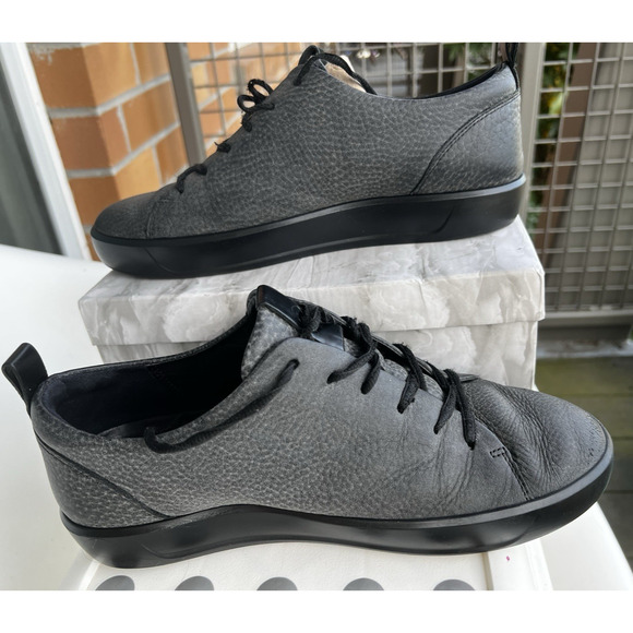 Men\'s ECCO Soft comfort Gray Leather textured lace up Sneakers Sz-42 US 8.75 main image 8